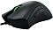 Фото-4 Проводная мышь Razer Essential, ракурс спереди справа; показаны колесо прокрутки с зелёной подсветкой, плавные скосы корпуса и две боковые кнопки, чёрный корпус; изображение помогает оценить форму передней части на странице товара.