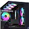 Фото-6 Корпусный вентилятор PCCOOLER F3 T120 ARGB BK, пример установки в корпус ПК; на фото несколько вентиляторов с RGB-подсветкой на верхней, задней и передней панели корпуса; изображение показывает сценарий применения и расположение вентиляторов на странице товара.