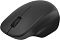 Фото-3 Мышь Xiaomi Wireless Mouse Comfort Edition, вид сверху слева на чёрный корпус; видны колесо прокрутки, тонкая центральная линия между кнопками и боковой упор под большой палец; изображение важно для страницы товара, так как показывает форму и верхнюю компоновку чёрной версии мыши.