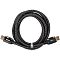 Фото-5 Видеокабель VCOM CG634 3 м DisplayPort&ndash;DisplayPort, общий вид кабеля в бухте спереди. Видны оба коннектора, текстильная стяжка VCOM и плетёная чёрная оплётка по всей длине. Фото показывает комплектацию и форму хранения кабеля для страницы товара.
