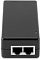 Фото-10 PoE-инжектор Digma DNP30W24GTBP, вид со стороны Ethernet-разъёмов: два порта RJ45 на торце корпуса. Помогает определить место подключения сетевых кабелей.