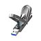 Фото-3 USB-накопитель Netac US9 256 ГБ, вид под углом: выдвинут разъём USB‑A с синей вставкой, над корпусом раскрыта металлическая крышка, на панели видны синие графические элементы; на белом фоне — показывает тип USB‑A и конструкцию откидной защиты разъёма для страницы товара.