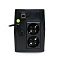 Фото-3 ИБП Powerman Back Pro 850 VA Tower, задняя панель; видны две розетки Schuko, порт USB, встроенный сетевой кабель и круглый автомат защиты, корпус прямоугольной вертикальной формы; чёрный пластиковый корпус, студийное фото, важно для страницы как обзор выходов и подключения.