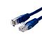 Фото-1 Патч-корд Filum UTP Cat 5e FL-U5-5M-BL, крупный план двух концов: синий кабель длиной 5 м, прозрачные разъёмы RJ45 и синие литые защитные колпачки с рифлением; фото показывает цвет и конструкцию патч-корда для страницы товара.