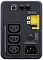 Фото-2 ИБП APC by SE Back-UPS 500 VA BX500MI, задняя панель: три выходные розетки IEC, входной разъём питания IEC, USB data port, два сетевых порта RJ, жёлтый разъём батареи и автомат защиты; фото важно для обзора подключений на странице товара ИБП.