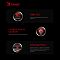 Фото-20 Клавиатура A4Tech Bloody Q100, инфографика с функциями на чёрном фоне. На изображении показаны значки Turbo-Shot, пять уровней яркости подсветки и усиленный пробел с подписями. Фото важно для страницы товара, потому что объясняет режимы и элементы конструкции.
