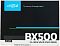 Фото-2 SSD Crucial BX500 500GB, упаковка спереди. На фото коробка чёрного цвета с логотипом Crucial, крупной маркировкой BX500, обозначением 500GB и указанием 2.5-inch solid state drive. Студийное фото для карточки товара, помогает увидеть упаковку и обозначение ёмкости на странице товара.