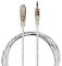 Фото-2 Аудиокабель Buro CAB025-1M jack 3.5 mm male&ndash;female 1 м, крупный план коннекторов. Видны прозрачные литые корпуса, металлический штекер 3,5 мм и цилиндрическое гнездо jack 3,5 мм, кабель выполнен в прозрачном цвете. Такой кадр нужен для страницы товара, чтобы показать разъёмы и исполнение кабеля-удлинителя.