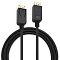 Фото-2 Видеокабель Buro BHP-DPP-1.2-3 DisplayPort&ndash;DisplayPort, крупный план разъёмов: два чёрных штекера DisplayPort, на одном корпусе видна кнопка фиксатора, на втором &mdash; гладкая вставка, кабель круглый; фото показывает конструкцию коннекторов для страницы о совместимости кабеля 3,00 м.