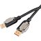 Фото-4 Видеокабель VCOM CG634 3 м DisplayPort&ndash;DisplayPort, диагональный ракурс двух штекеров. Видны металлические вставки корпусов, рифлёные чёрные накладки и красные внутренние элементы разъёмов. Фото помогает рассмотреть конструкцию штекеров на странице товара.
