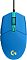 Фото-2 Проводная мышь Logitech G102 Lightsync, вид сверху; показаны кабель, колесо прокрутки, кнопка DPI и логотип G на спинке, корпус синий, колесо и центральная вставка бирюзовые. Фото важно для страницы товара, потому что показывает верхнюю панель и цветовую схему устройства.