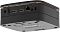Фото-9 Неттоп iRU 110JLCN Mini PC 2152163, вид спереди и справа под углом; на фото чёрный корпус со световой полосой по верхнему краю, круглой кнопкой питания, двумя синими USB-портами и одним чёрным USB-портом на фронтальной панели, а справа видны задние разъёмы; изображение показывает внешний вид и доступные подключения мини-ПК для карточки товара.