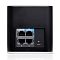 Фото-2 Точка доступа Ubiquiti airCube AC (ACB‑AC), вид сзади крупным планом: блок из четырёх Ethernet‑портов с подписями «24V PoE IN», «WAN 24V PoE OUT» и нумерацией, рядом кнопка/значок питания и разъём USB на панели. Цвет корпуса чёрный. Контекст: фото интерфейсов для подключения. Важно для страницы товара, чтобы показать порты и маркировку.