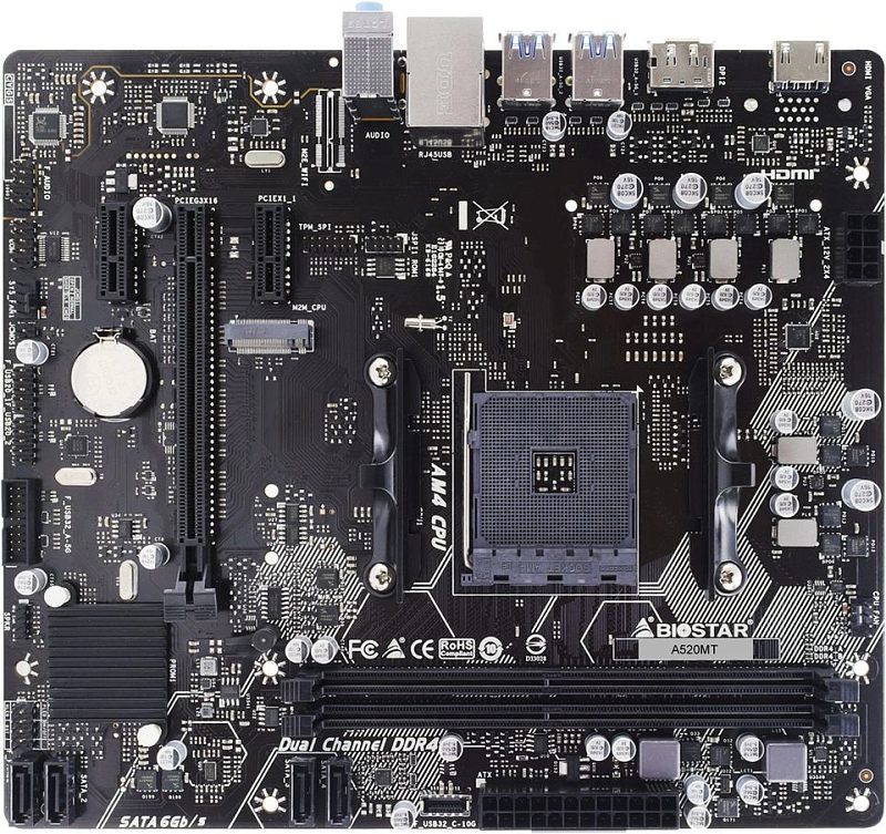 Фото Материнская плата BIOSTAR A520MT mATX AM4, A520MT