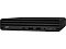 Фото-3 Мини‑ПК HP 260 G9 Mini PC — вид под углом спереди справа; ребристая решётка на фронте, порты USB‑C и USB‑A, разъём 3,5 мм, кнопка питания и тонкий слот/привод на правой части панели; чёрный цвет на белом фоне; важно для страницы товара, чтобы понять расположение элементов управления спереди.