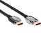 Фото-1 Видеокабель VCOM CG634 3 м DisplayPort&ndash;DisplayPort, крупный план двух штекеров спереди. Видны позолоченные разъёмы DisplayPort, металлические накладки корпусов и чёрная плетёная оплётка кабеля. Фото показывает тип коннекторов и исполнение кабеля для страницы товара.