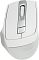 Фото-23 Мышь A4Tech Fstyler FB2535C Icy White, крупный план сверху: белый корпус с раздельными левым и правым кликом, белое колесо прокрутки в серебристой центральной вставке и кнопка под колесом; изображение важно для понимания элементов управления и оформления мыши в комплекте.