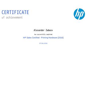 Зубеев А. В. HP Sales Certified - Printer Hardware
