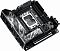 Фото-7 Материнская плата ASUS ROG Strix Z890‑I Gaming WiFi, вид под углом: зона сокета CPU и радиаторы, декоративные панели серо‑чёрного цвета, видны коннекторы вдоль правого края; важно для понимания доступа к разъёмам при монтаже.