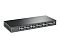 Фото-2 Коммутатор TP-Link TL-SF1048, вид спереди под углом; видны чёрный металлический корпус, 48 портов RJ-45 в один ряд, блок светодиодных индикаторов слева и стойочные крепления по бокам; ракурс показывает глубину корпуса и компоновку передней панели для страницы сетевого коммутатора.