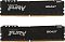 Фото-2 Комплект памяти Kingston FURY Beast Black 32GB KF432C16BBK2/32, вид спереди: два модуля DIMM DDR4 расположены один над другим. Видны чёрные радиаторы с прорезями, надписи FURY и BEAST и маркировка DDR4. Фото показывает лицевую сторону обеих планок в комплекте.