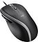 Фото-3 Мышь Logitech M500s проводная, чёрный цвет, вид сверху под углом слева. На фото видны колесо прокрутки, кнопка под ним, логотип Logi и две боковые кнопки на левой стороне корпуса. Для страницы товара это важно, потому что показывает верхнюю поверхность и дополнительные элементы управления для большого пальца.