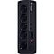 Фото-2 ИБП CyberPower Value Pro VP1600ELCD, вид сзади: задняя панель чёрного цвета с пятью выходными розетками Schuko, USB-портом, COM-портом, двумя RJ-разъёмами, сетевым входом и кнопкой circuit breaker; фото показывает состав разъёмов и схему подключения на странице товара ИБП.