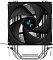 Фото-4 Радиатор охлаждения процессора DeepCool AG300, вид спереди: чёрный вентилятор по центру, за ним серебристые рёбра радиатора, снизу видны изогнутые тепловые трубки и прижимная рамка; изображение помогает оценить расположение теплотрубок и крепежа.