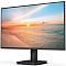 Фото-7 Монитор Philips 24E1N1100A, вид спереди под углом; чёрная рамка, логотип Philips по центру снизу и стойка с прямоугольной базой; демонстрирует общий вид экрана в интерьере рабочего места.