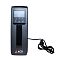 Фото-2 ИБП ACD PW Slim 850 VA Tower 82N C34003 00G, фронтальный вид с сетевым кабелем. Видна чёрная передняя панель с экраном без подсветки, тремя кнопками и логотипом ACD внизу, кабель выведен сбоку. Полезно для карточки товара, чтобы показать комплектный кабель и фронтальную часть устройства.