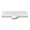 Фото-10 Комплект клавиатура и мышь A4Tech FG1010 White — фронтальный ракурс: белая клавиатура с цифровым блоком, перед ней бело-серая мышь; показывает совместный внешний вид набора для страницы товара.