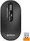 Фото-2 Беспроводная мышь A4Tech Fstyler FG20S USB Grey с USB-ресивером, вид сверху; на фото рядом с серой мышью лежит оранжевый нано-ресивер USB; изображение показывает комплект и формат беспроводного подключения для страницы товара.