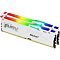 Фото-1 Комплект памяти Kingston FURY KF560C36BWE2AK2/32, фронтальный вид пары модулей; две чёрные DIMM-планки с красно-оранжевой световой полосой сверху, видны логотип Kingston FURY, надпись Beast и золотистый контактный край, изображение показывает лицевую сторону модулей в составе комплекта.