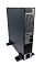 Фото-5 ИБП Systeme Electric Smart-Save Online SRT G2 1000 VA SRTSE1000RTXLIG2, вид сзади справа в tower-установке: вертикально установленный корпус на опорах, задняя панель с решёткой, USB, DB9, входом IEC и группой выходных розеток; фото показывает подключения при вертикальном размещении.