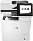 Фото-3 МФУ HP LaserJet Enterprise M635h (7PS97A), фронтальный крупный план верхней части: сенсорный экран с иконками функций, автоподатчик документов сверху, лист в выходном лотке; белый корпус и чёрная панель — уточняет интерфейс управления на странице модели.