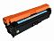 Фото-2 Тонер-картридж Cactus CS-CE271A для HP Color LaserJet Enterprise CP5525/ M750, вид сверху-сбоку; на фото чёрный корпус с оранжевой верхней крышкой, голубой полосой с инструкциями и боковыми защёлками на торцах; ракурс показывает верхний профиль и элементы установки картриджа.