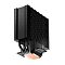 Фото-5 Радиатор кулера PCCooler RZ500 BK, вид снизу под углом: чёрные тепловые трубки и медные контактные площадки основания, чёрные пластины радиатора; показывает контактную часть для отвода тепла от CPU.