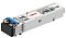 Фото-1 Трансивер Lonte Technology AC-SF-3G1-10, SFP, вид под углом сверху; на фото видны металлический корпус, синяя откидная защёлка, чёрная защитная заглушка и верхняя наклейка с маркировкой; фото важно для страницы товара, потому что показывает тип исполнения SFP-модуля и конструкцию оптического коннектора.