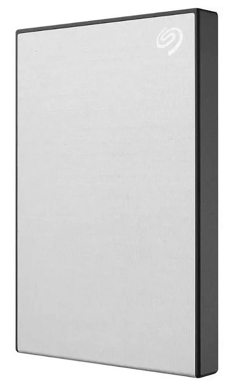 Фото-1 Внешний HDD Seagate One Touch 2 ТБ, ракурс под углом: серебристая лицевая панель, чёрная боковая рамка, логотип Seagate в правом верхнем углу, белый фон; важно для визуальной идентификации цветового варианта.