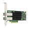 Фото-1 HBA‑адаптер Broadcom Emulex LPE31002‑AP Fibre Channel 16 Gb/s, вид под углом: зелёная плата PCIe с чёрным радиатором и двумя SFP‑портами на металлической планке; применяется для подключения сервера к FC‑сети хранения.