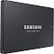 Фото-2 SSD Samsung PM883 MZ7LH960HAJR-00005 960GB, ракурс спереди слева. Видны лицевая панель тёмно-серого цвета, логотип Samsung, боковая грань и тонкий профиль корпуса. Фото помогает оценить форму корпуса и посадочный формат накопителя.