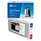 Фото-1 Картридж G&G GG-C13T41F340, комплект спереди; под синей коробкой G&G показан полупрозрачный резервуар с боковой пурпурной меткой M, большой наклейкой с цветной шкалой и рёбрами жёсткости по нижнему краю; изображение помогает определить модель и цвет картриджа на странице товара.