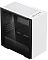 Фото-3 Корпус ПК DeepCool Macube 110 (white), вид сверху-сбоку: верхняя сетчатая панель и блок I/O, боковое стекло и белые панели, белый; фото показывает верхнюю вентиляцию и расположение разъёмов.