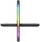 Фото-4 Комплект памяти Patriot Viper Steel RGB PVSR432G360C0K, торцевой вид одного модуля с перекрёстным размещением. Видны вертикальная RGB-панель с градиентом, чёрный торец и тонкий профиль платы. Изображение помогает понять форму торца и толщину модуля.