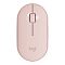 Фото-2 Беспроводная мышь Logitech M350, вид сверху; розовый корпус с округлёнными краями, центральное колесо прокрутки и вертикальная линия между кнопками, логотип logi в нижней части; фото помогает идентифицировать форму и цвет товара на странице.
