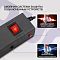 Фото-12 Сетевой фильтр Buro 600SE-1.8-USB-B, чёрный, инфографика крупным планом верхнего торца: красный выключатель, боковая красная кнопка и чёрная кнопка предохранителя, рядом вставки про термопрерыватель и плавкий предохранитель; изображение для карточки товара, показывает узел защиты устройства.