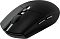 Фото-3 Мышь Logitech G304 LIGHTSPEED, вид спереди; чёрный корпус, колесо прокрутки по центру и плавно опускающиеся основные кнопки; изображение важно для страницы товара для показа переднего профиля мыши.