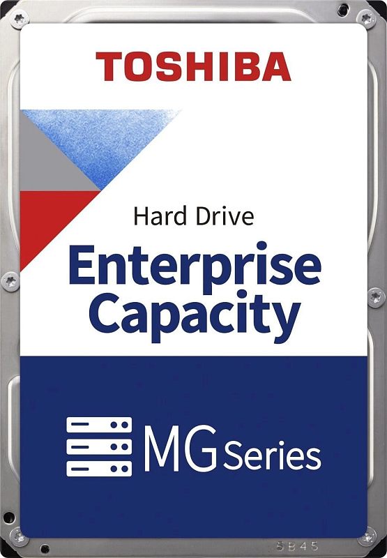 Фото-1 Жёсткий диск 3.5" Toshiba Enterprise Capacity MG10SDA600E, вид спереди: белая информационная наклейка Toshiba на серебристом корпусе, видны винты и штамповка крышки; на белом фоне для карточки товара, чтобы различать модель и серию на странице HDD.