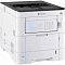 Фото-2 Цветной лазерный принтер Kyocera ECOSYS PA3500cx — вид под углом слева; белый корпус, верхний выходной лоток, боковые вентиляционные решётки, панель управления с дисплеем на фронтальной части; студийное фото на белом фоне для оценки конструкции и вентиляции на странице товара.