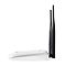 Фото-4 Беспроводной маршрутизатор TP-Link TL-WR841N &mdash; боковой профиль; видны две антенны сзади и низкий корпус; белый цвет; на белом фоне; важно для оценки габаритов по форме и посадке антенн.
